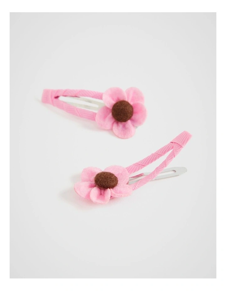 Flower Felt Snaps in Candy Pink