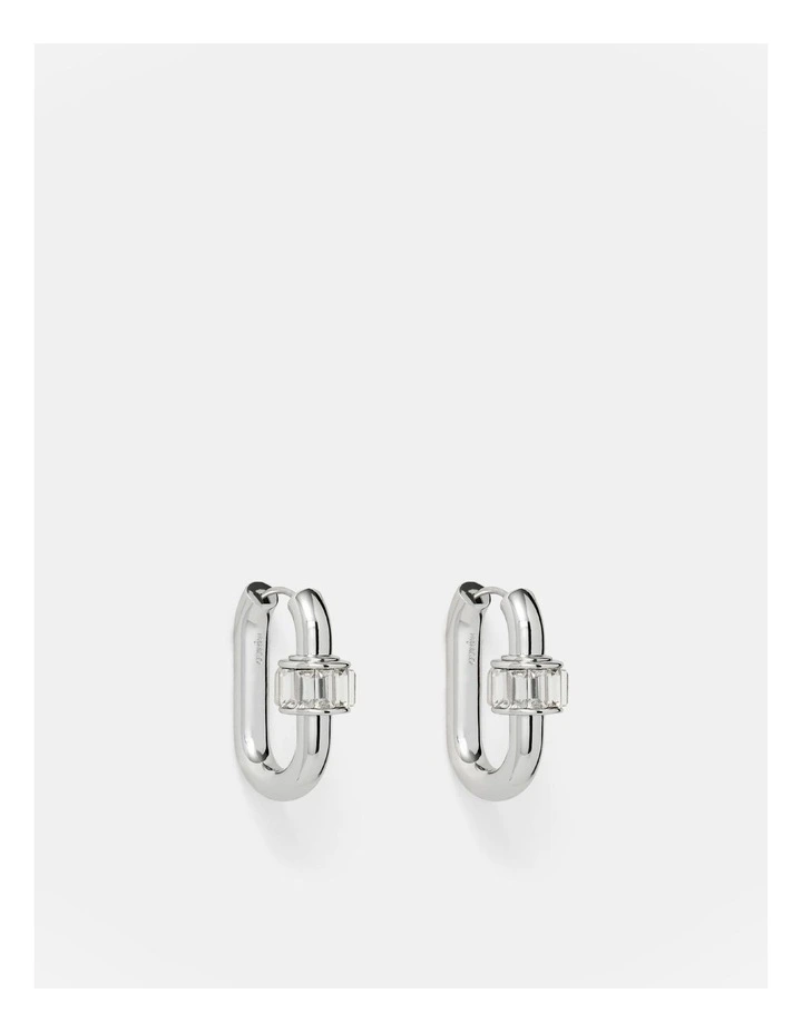 Descent Huggie Hoop Earrings in Silver