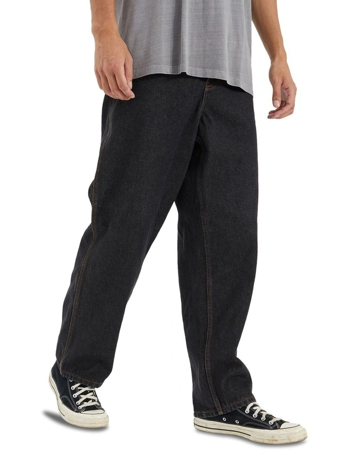 Baggy Wide Leg Jean in Washed Black