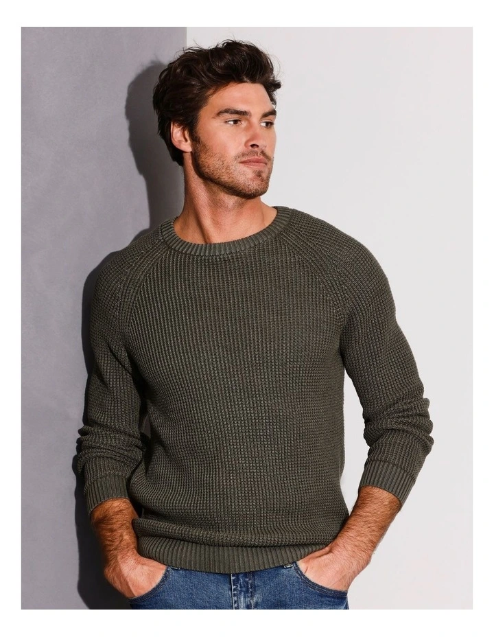 Falcon Fisherman Crew Knit in Forest