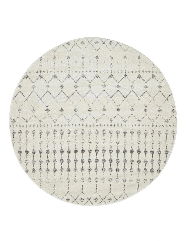 Chrome Elsa Round Rug in White/Silver