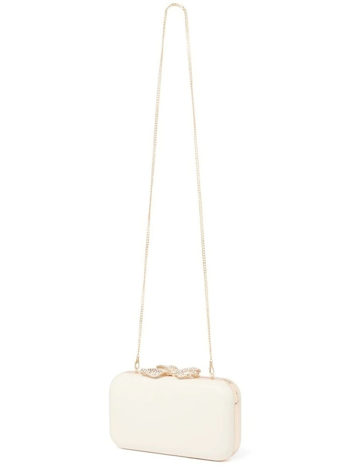 Tara Bow Metal Hardcase Cluth in White