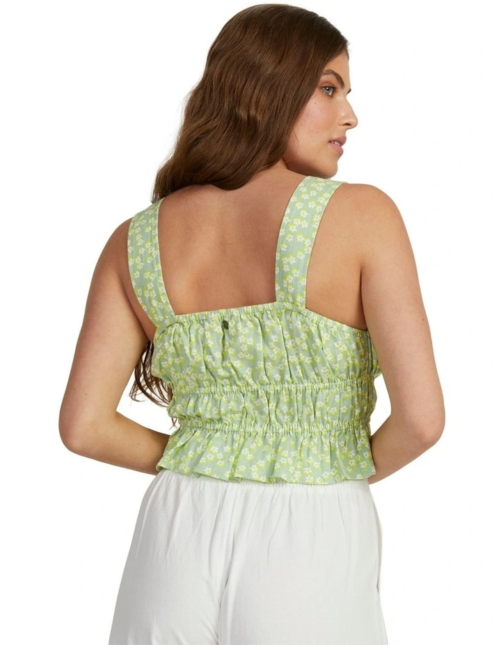 Aloha Sessions Top in Quiet Green Floral Delight
