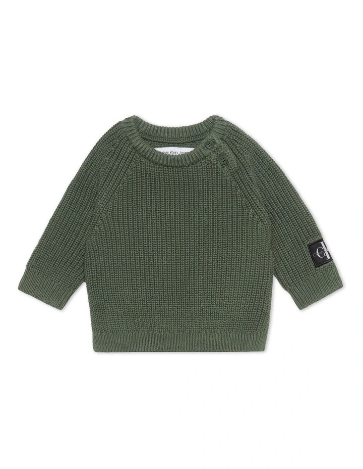 Monogram Badge Sweater in Thyme