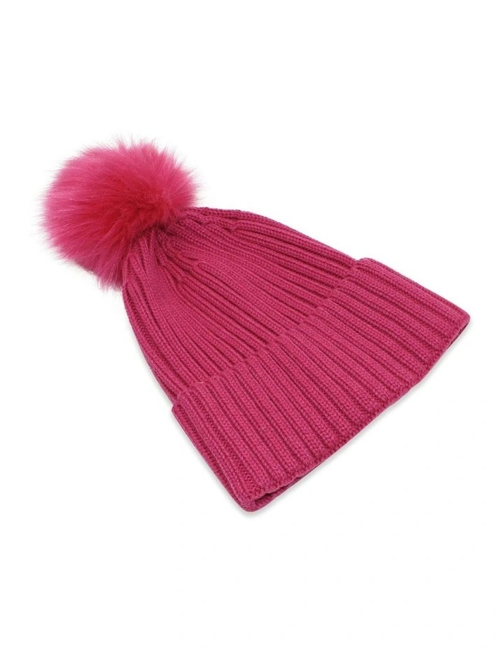 Valentine Wool Blend Beanie in Hot Pink