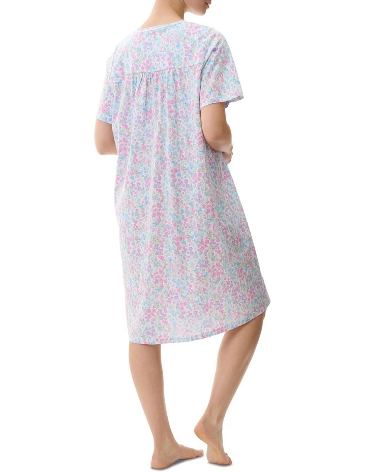Cotton Knit Nightie in Haven Pink/Blue