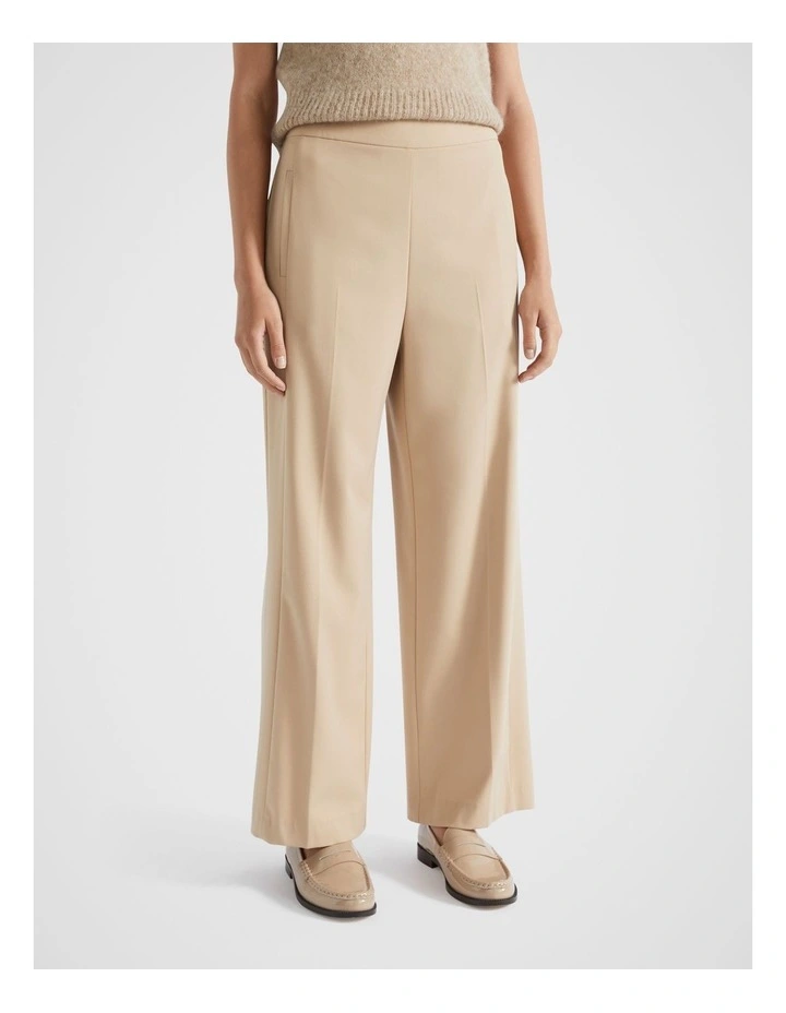 Elasticated Wide Leg Pant in Champagne Beige