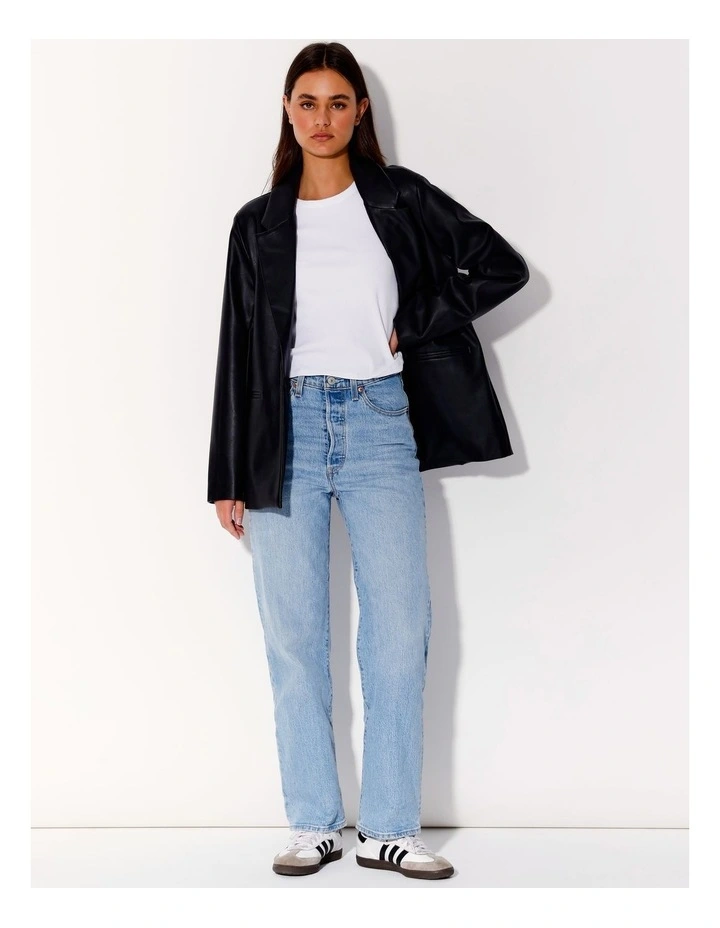 PU Blazer in Black