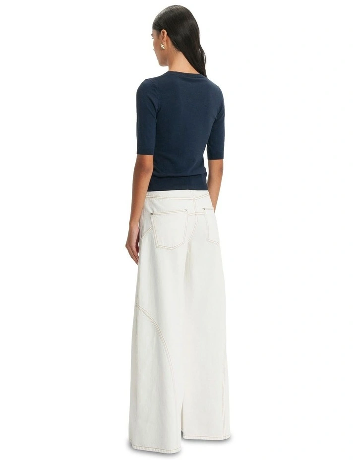Elbow Sleeve Round Neck Knit in Midnight