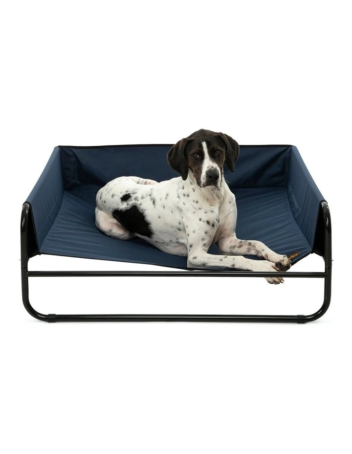 High Walled Outdoor Trampoline Dog Bed in Blue