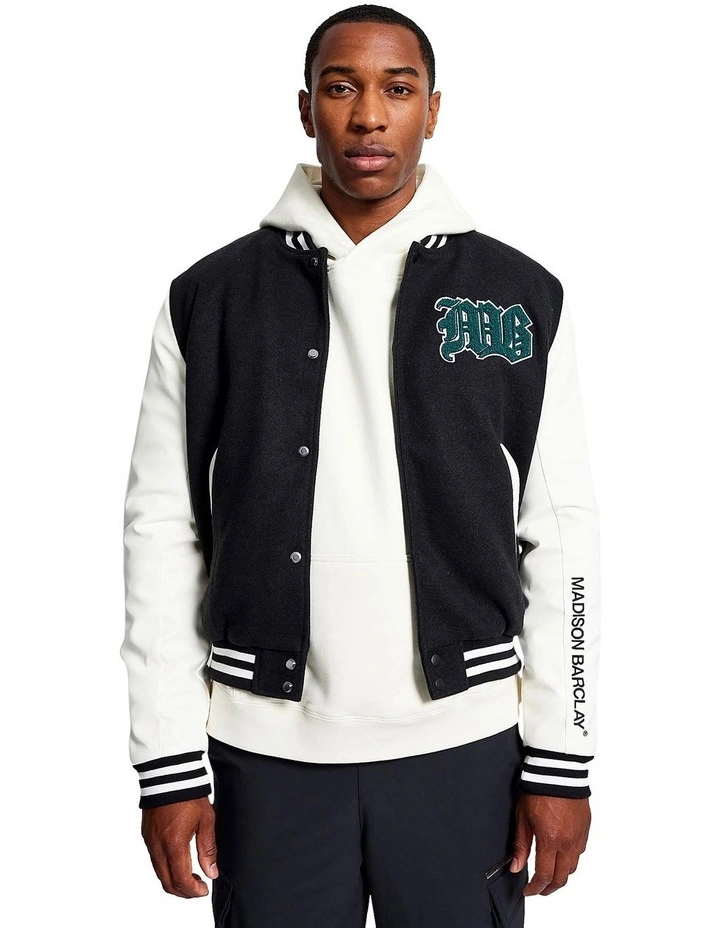 Lincoln Baseball Wool Jacket in Black