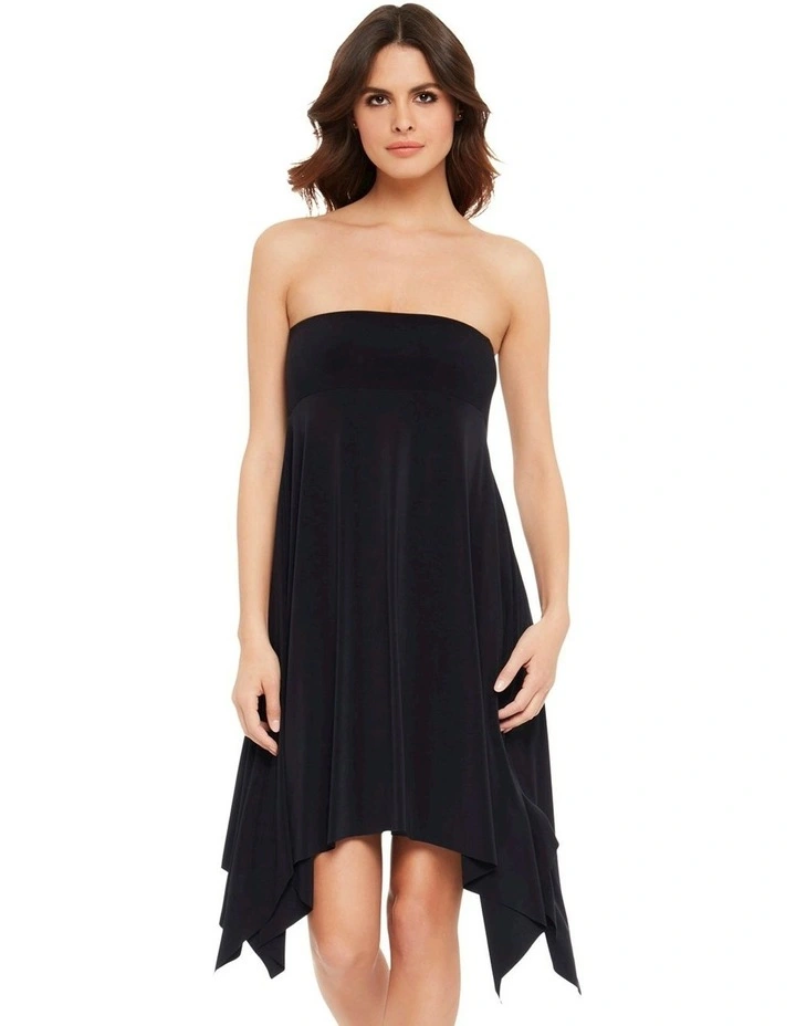 2-in-1 Handkerchief Beach Dress and Skirt Cover Up in Black