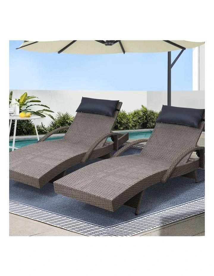 Sun Lounger x2 in Grey & Beige