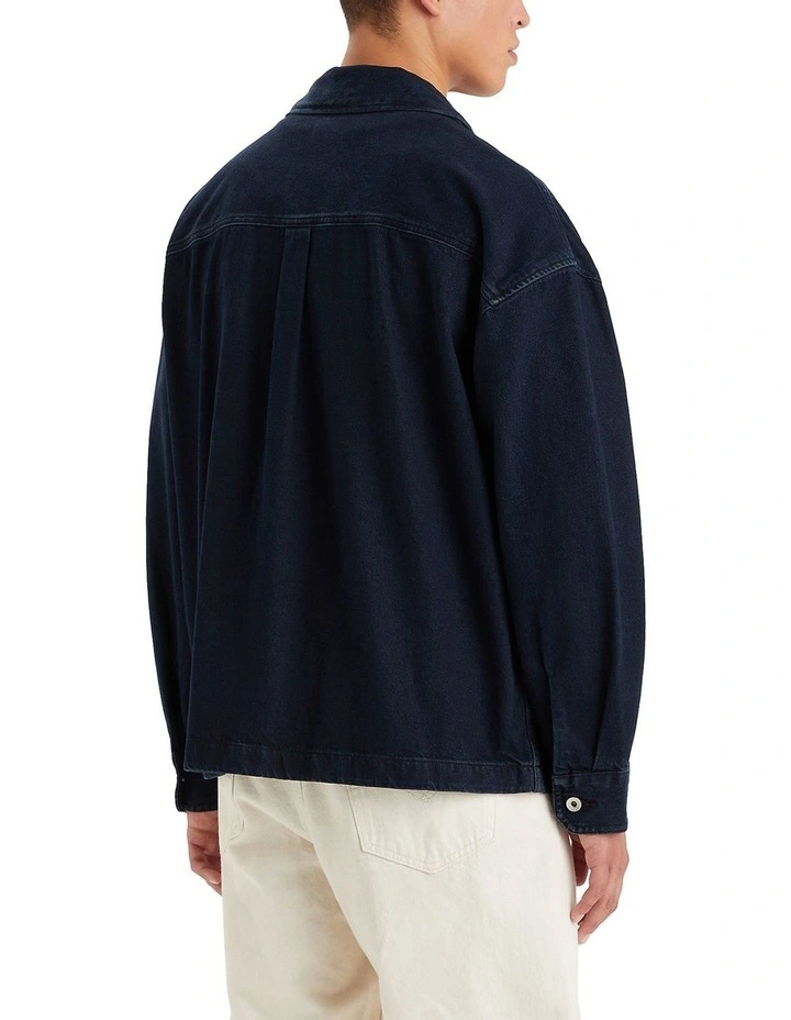Masonic Patch Pocket Overshirt in Wes Blue/Black