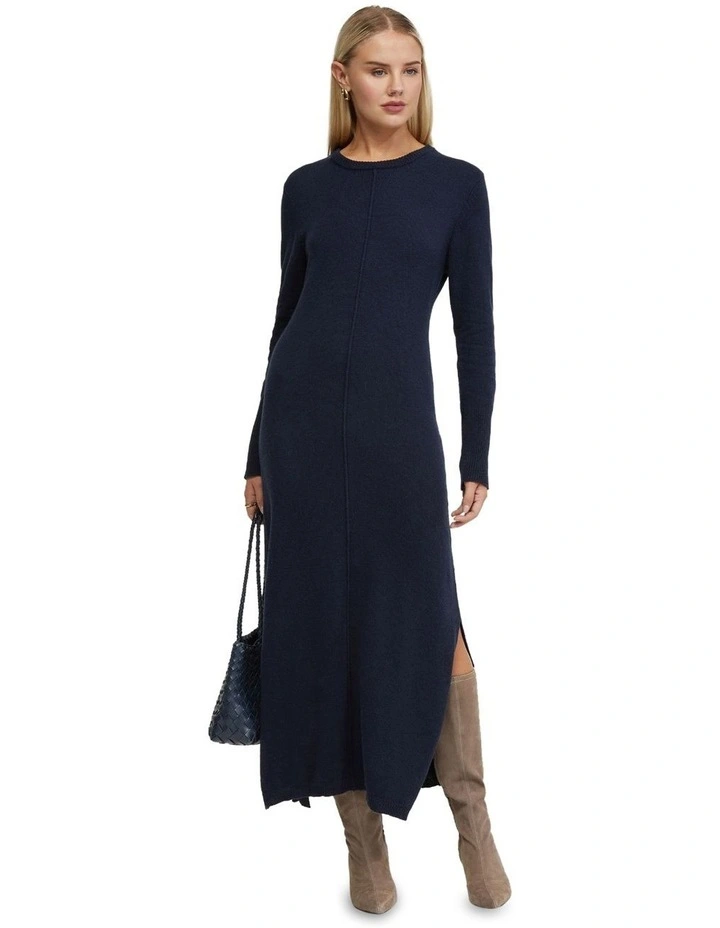 Chrissy Loose Fit Knitted Dress in Navy