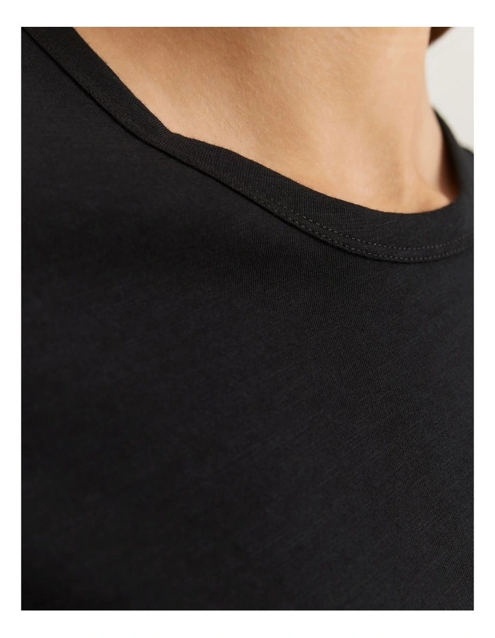 Australian Cotton Slub Short Sleeve T-Shirt in Black