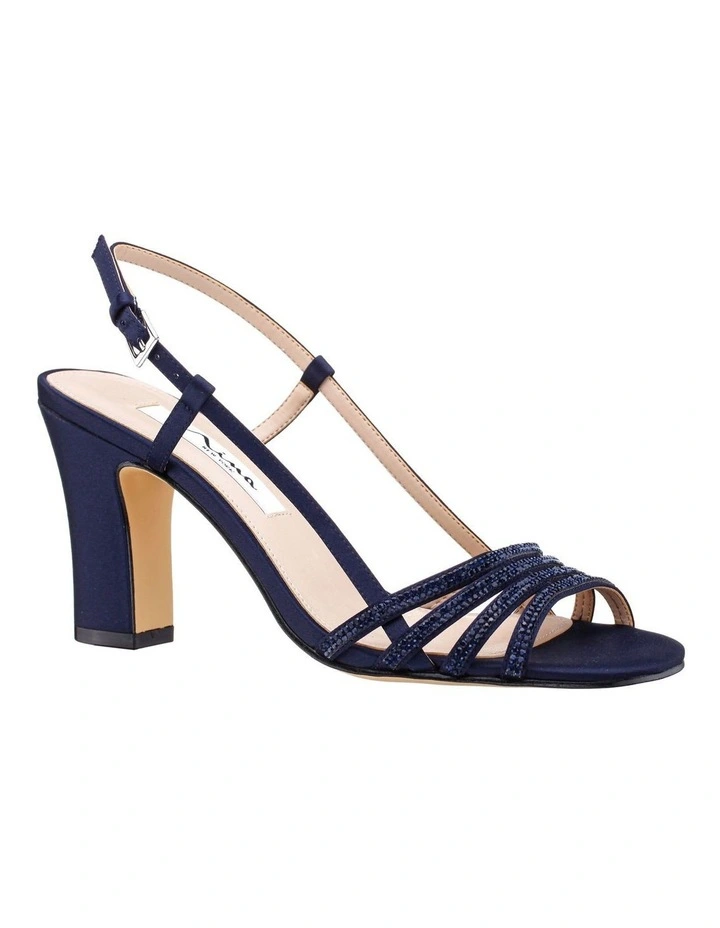 Avaley Sandals in New Navy Luster Satin