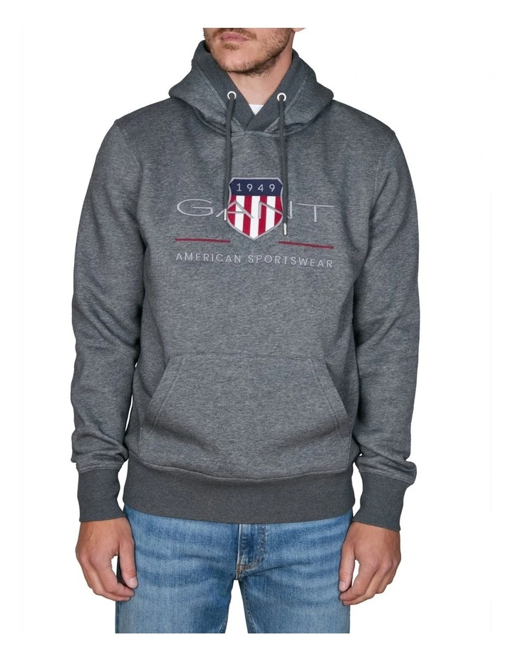 Archive Shield Hoodie in Antracit Melange