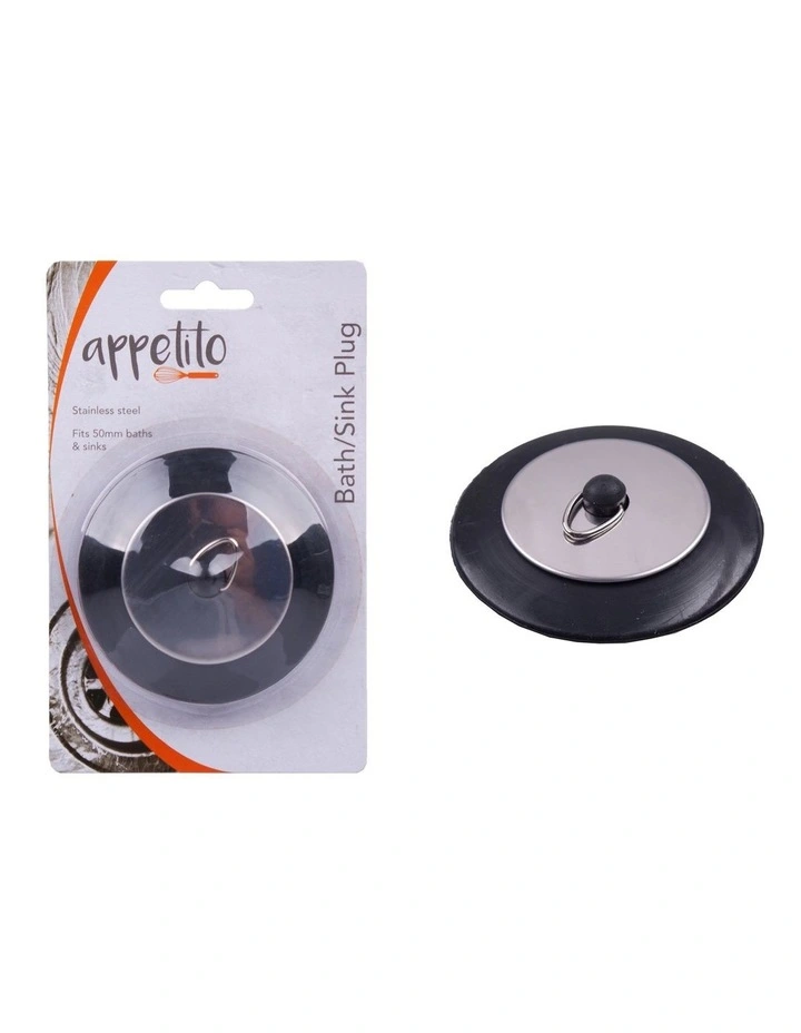 Stainless Steel Deluxe Bath/Sink Plug in Black