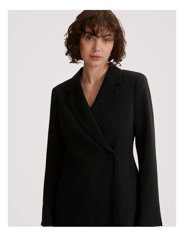 Longline Slim Blazer in Black