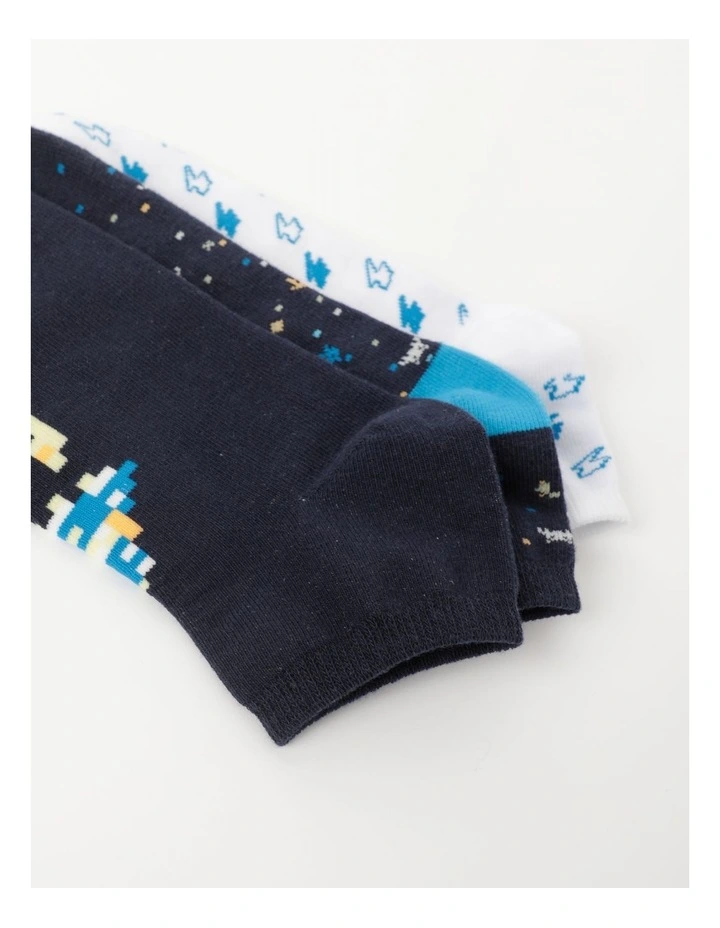 3 Pack Lowcut Galaxy Gamer Jacquard Socks in Assorted