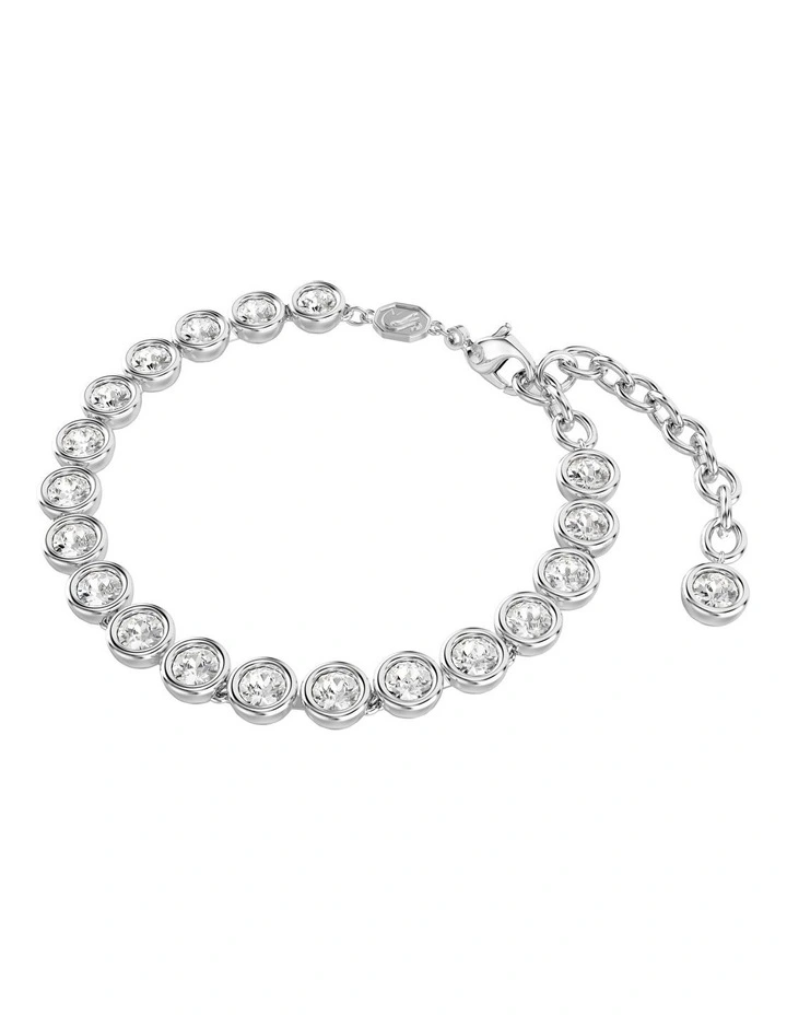 Imber Tennis Round Cut Rhodium Plated Bracelet in White