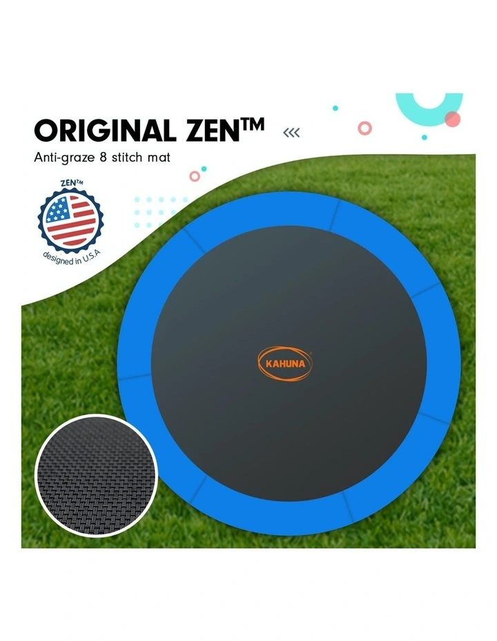12ft Round Spring Trampoline with Net, Pad, Mat, Ladder and Basketball Set Blue