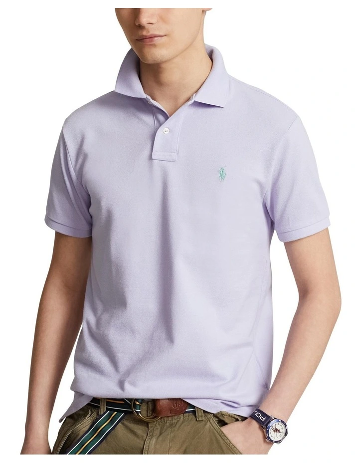 Custom Slim Fit Mesh Polo Shirt in Purple