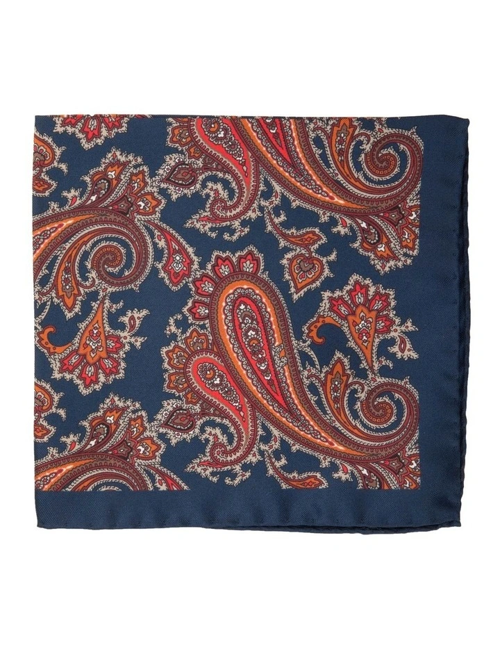 Navy Paisley Pocket Square