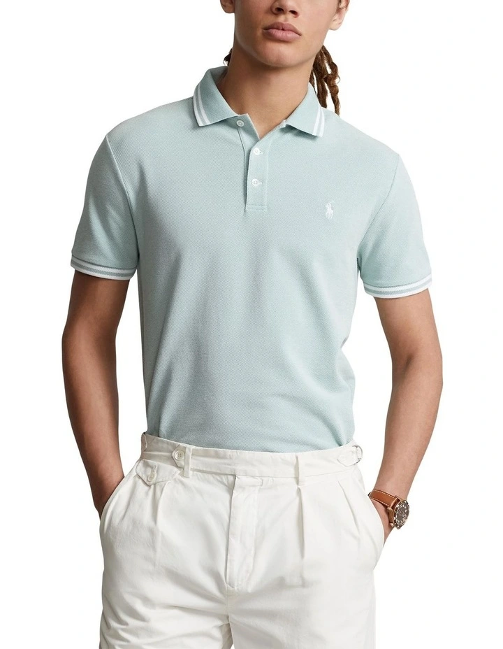 Custom Slim Fit Stretch Mesh Polo Shirt in Geen