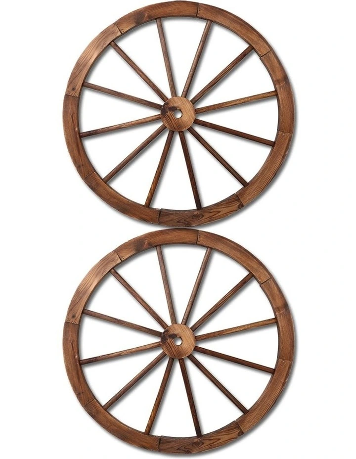 Set of 2 Wooden Wagon Wheel