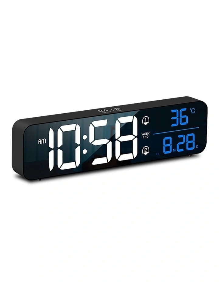 Digital Bedside Snooze Alarm Clock Time Temperature Day/Night Desktop