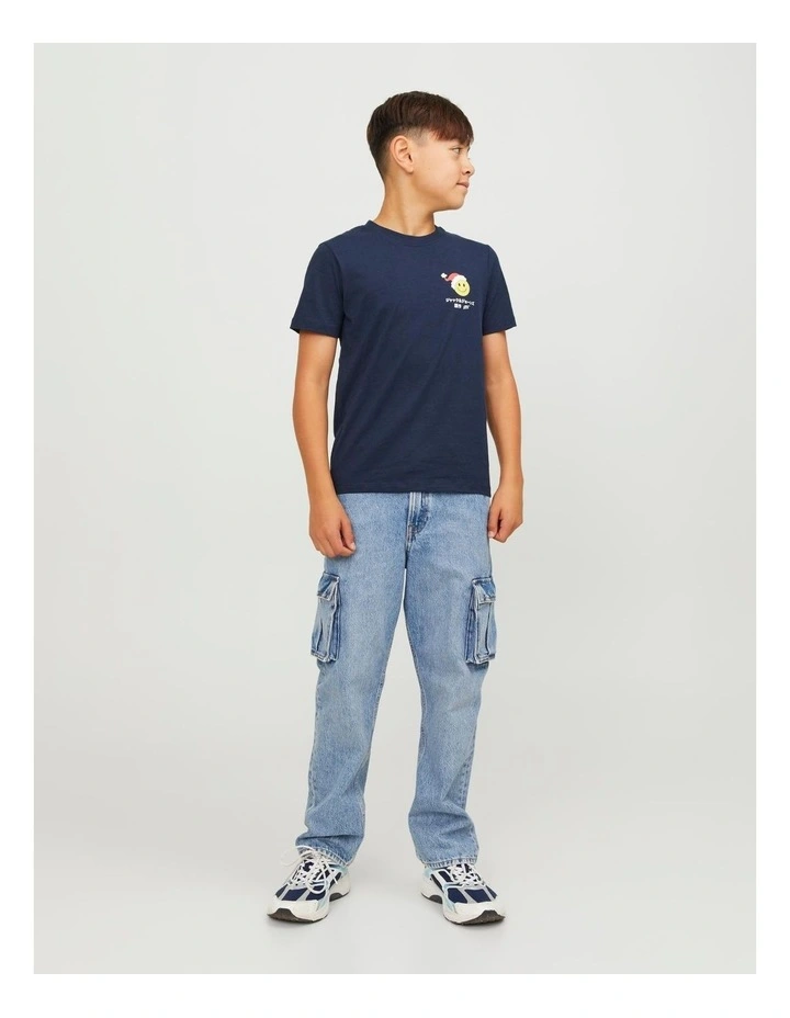 Happy Holidays Festive T-shirt (8-16 Years) in Navy