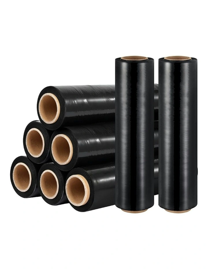 Stretch Film Pallet Shrink Wrap 8 Rolls Package Use Plastic 500mmx400m in Black
