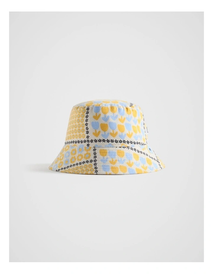 Floral Cord Bucket Hat in Cream