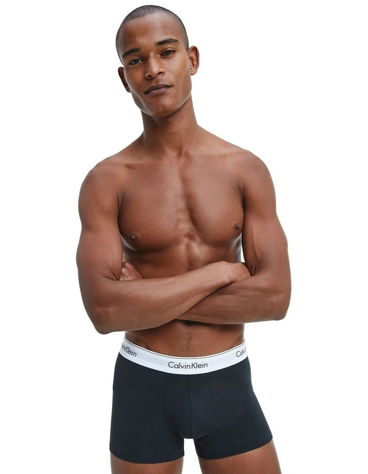 Modern Cotton Stretch Low Rise Trunks 3 Pack in Black