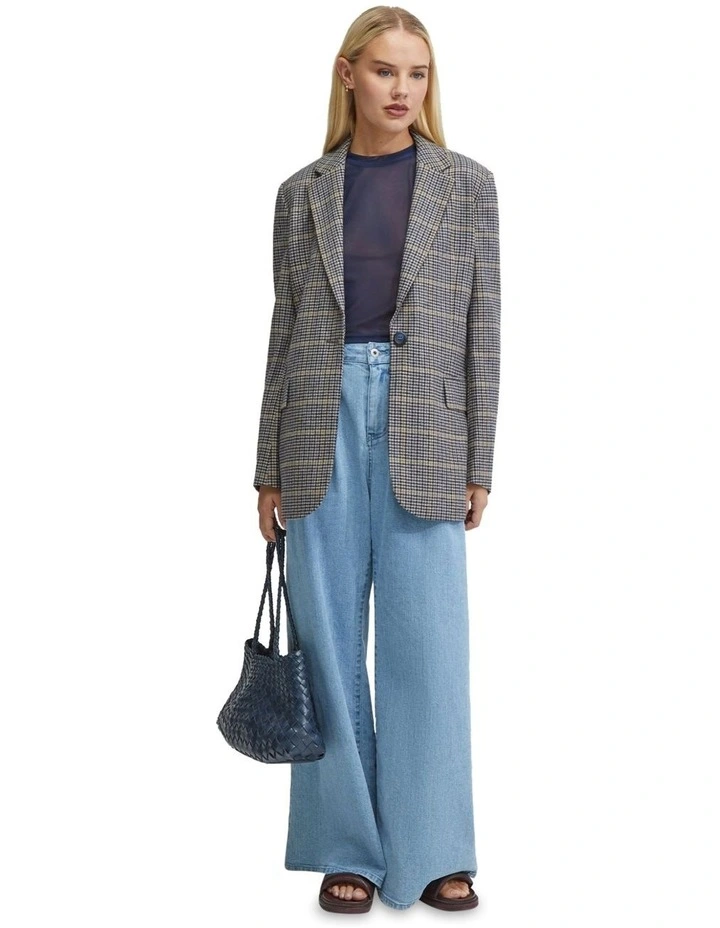 Willow Wool Rich Check Blazer in Blue Check