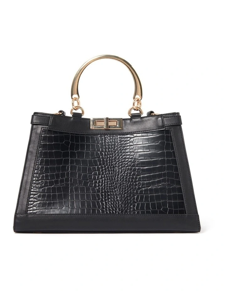 Maddy Metal Handle Tote Bag in Black