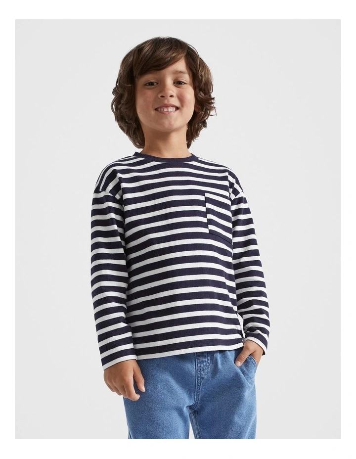 Core Rugby Pocket Tee in Midnight Stripe