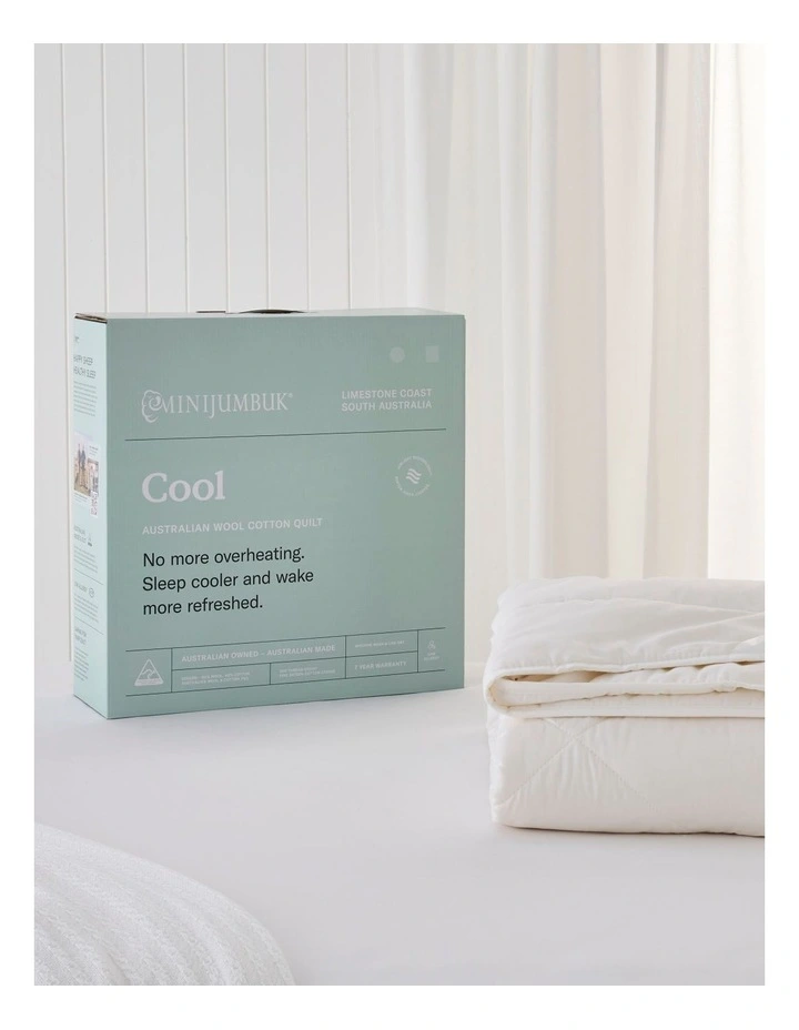 Cool Australian Wool Cotton Quilt in White