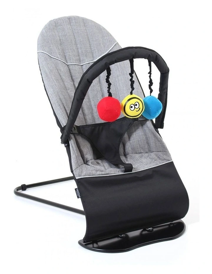 Vee Bee Baby Minder Cushioned Rocker/Bouncer for Infant Seat/Chair w/Toys Gray