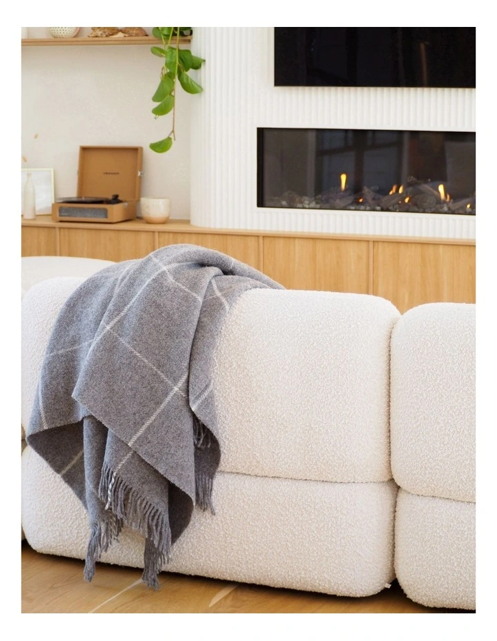 Brighton Throw Blanket in Grey Stripe