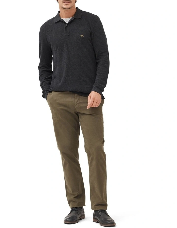 Long Sleeve Gunn Polo in Charcoal
