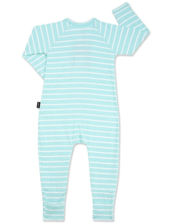 Baby Stripe Zip Wondersuit in Green