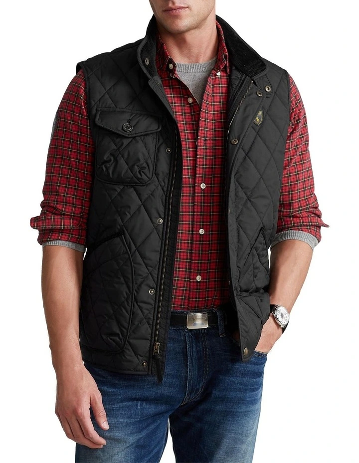 Water-Repellent Quilted Vest Black
