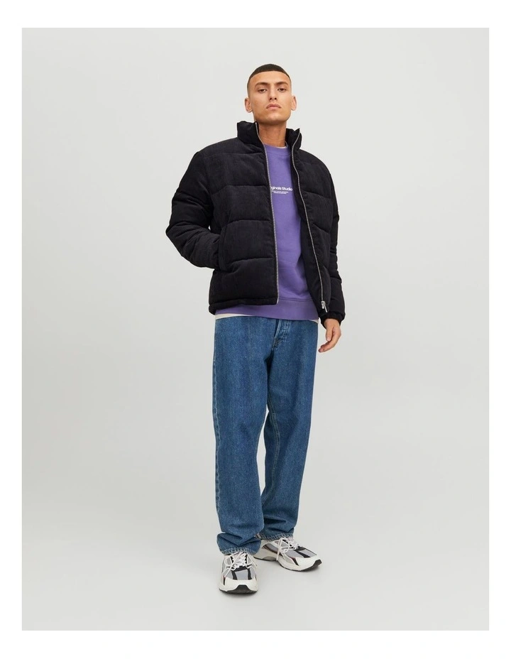 Dalston Corderoy Puffer Jacket in Black
