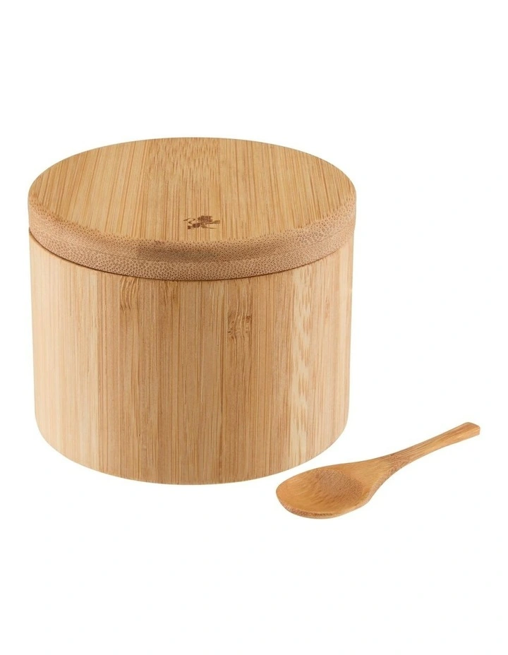 Evergreen Bamboo Salt Box With Spoon in Natural