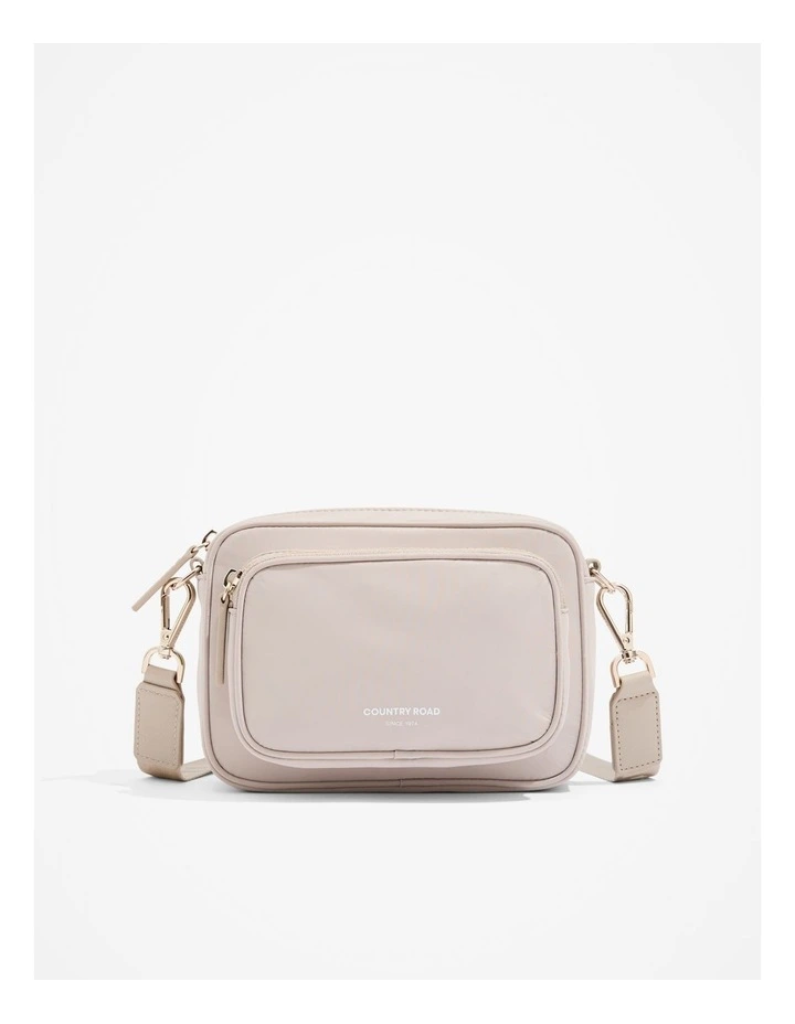 Recycled Polyester Blend Mini Soft Crossbody Bag in Sand