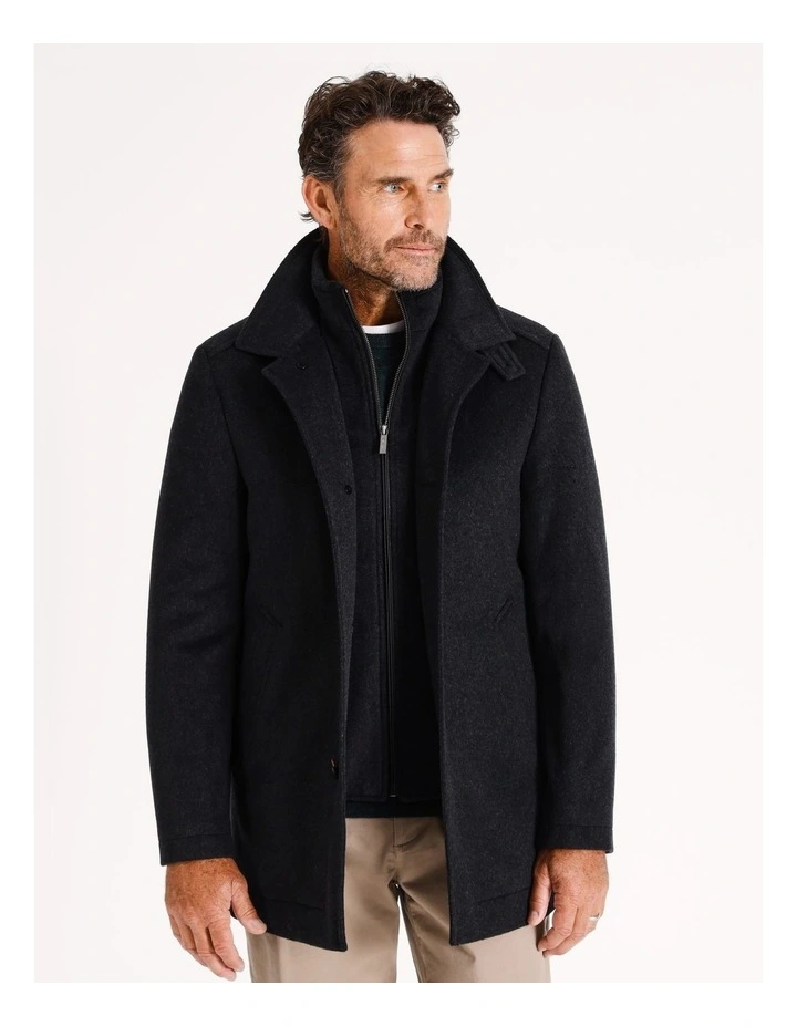 Rochester Wool Melton Coat in Charcoal