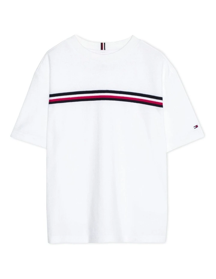 Boys 8-16 Global Stripe Pique Archive Fit T-Shirt in White